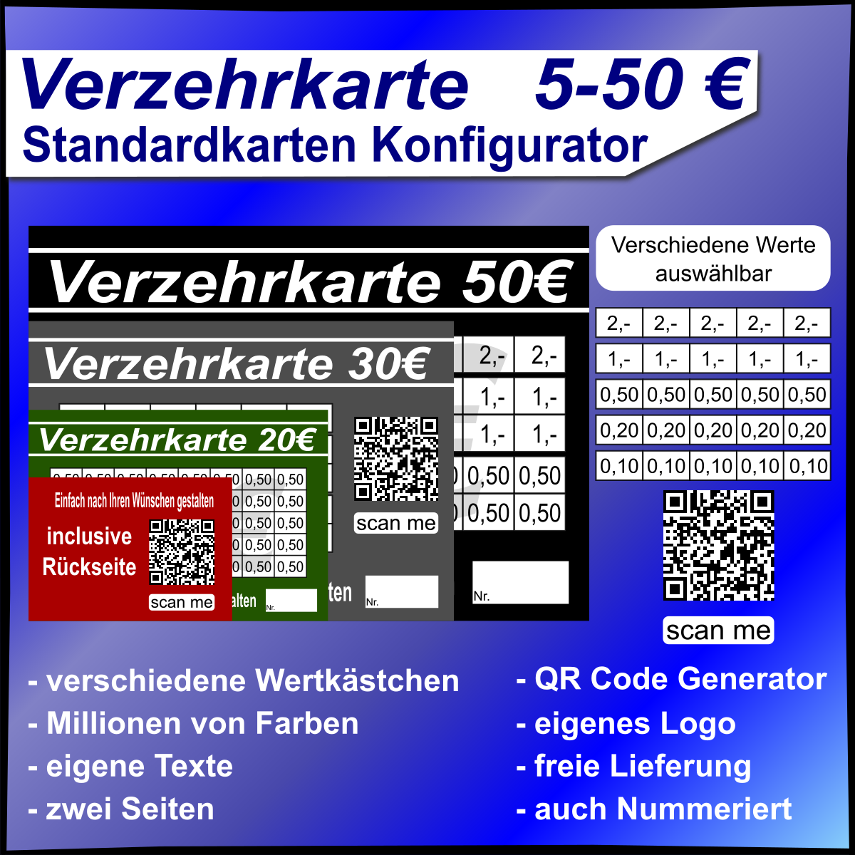 Verzehrkarten Konfigurator Standard 5-50