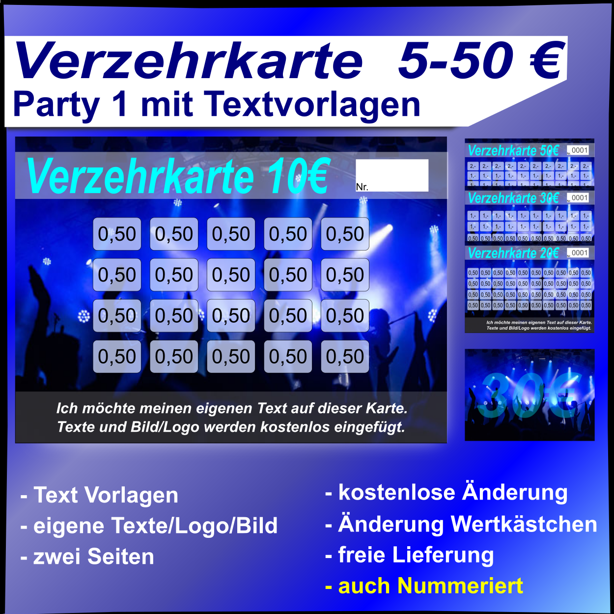 Button Verzehrkarte Party 1 5-50 EUR