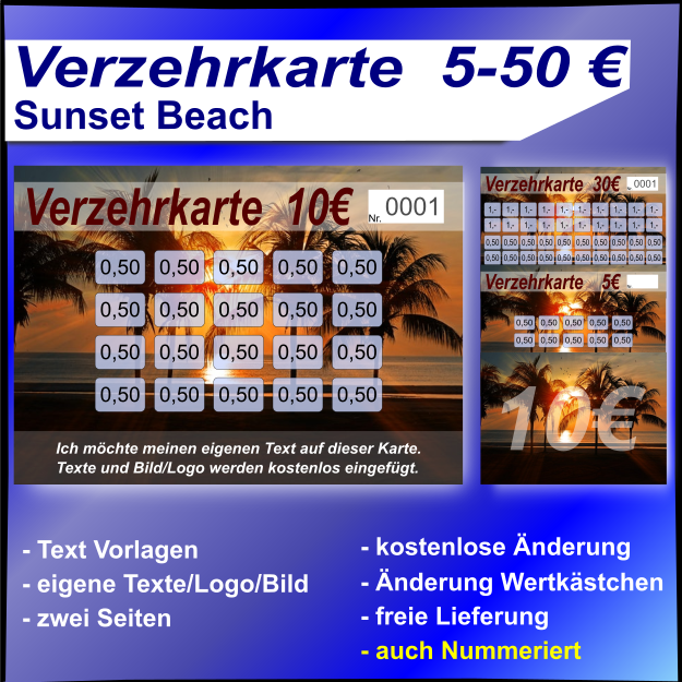 Button Verzehrkarte Sunset Beach 5-50 EUR