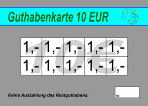Knopf Verzehrkarten 10 EUR gestaltet und abgenommen