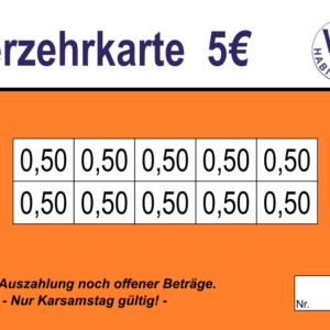 Suren Verzehrkarten 5 EUR gestaltet und abgenommen