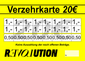 Rudnizki Verzehrkarte 20 EUR gestaltet und abgenommen