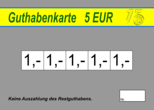 Knopf Verzehrkarten 5 EUR gestaltet und abgenommen