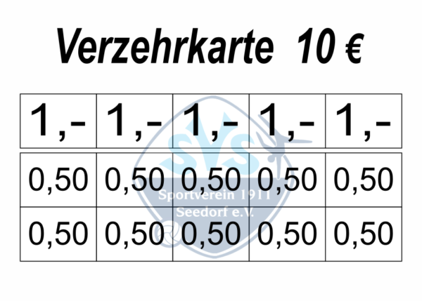 Keller Verzehrkarte 10 EUR gestaltet und abgenommen