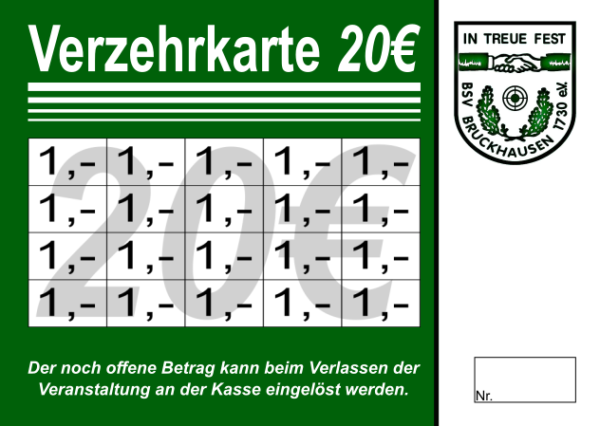 Meyer Verzehrkarten 20 EUR Nachbestellung