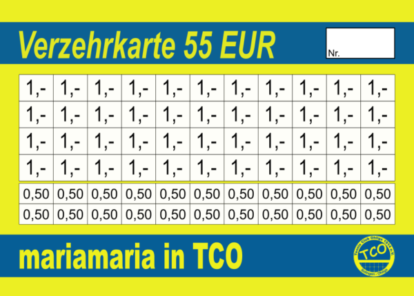 Bianco Verzehrkarten 55 EUR gestaltet und abgenommen