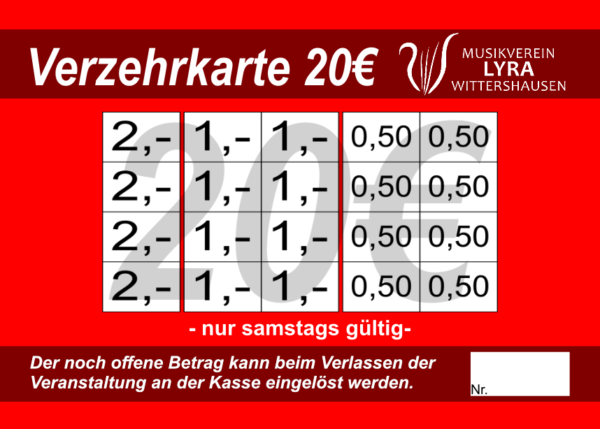 Fischer Verzehrkarten 20 EUR gestaltet und abgenommen