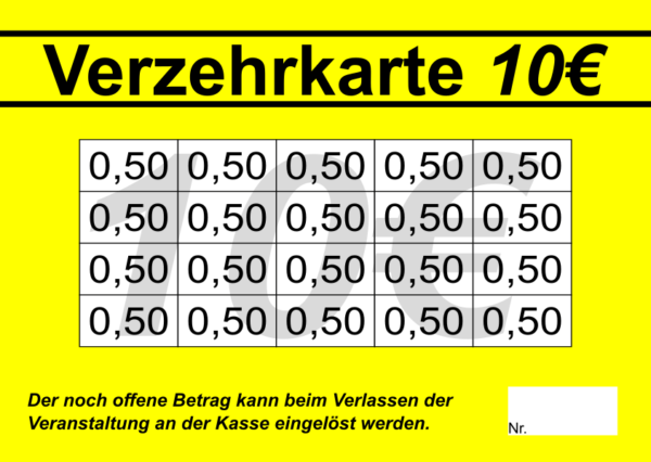 Schätzle Verzehrkarten 10 EUR Nachbestellung