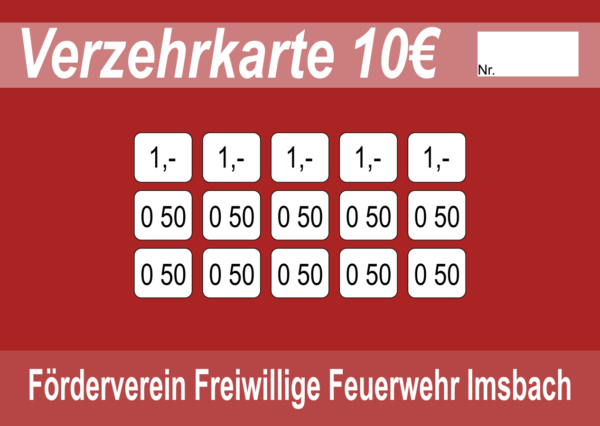 Walther Verzehrkarten 10 EUR Nachbestellung