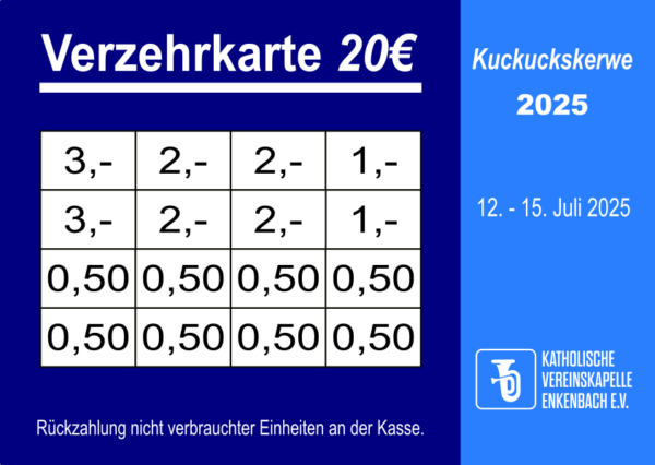 Kronenberger Verzehrkarte 20 EUR gestaltet und abgenommen