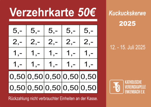 Kronenberger Verzehrkarte 50 EUR gestaltet und abgenommen
