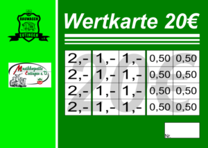 Platz Verzehrkarten 20 EUR gestaltet und abgenommen