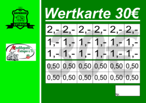 Platz Verzehrkarten 30 EUR gestaltet und abgenommen