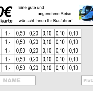 Bus Verzehrkarte 20 EUR gestaltet und abgenommen