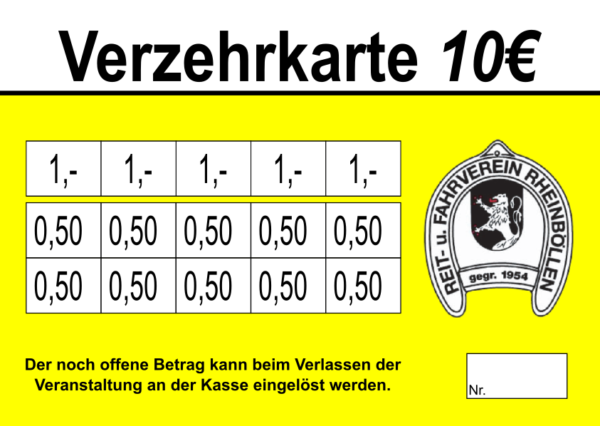 Bange Verzehrkarten 10 EUR gestaltet und abgenommen