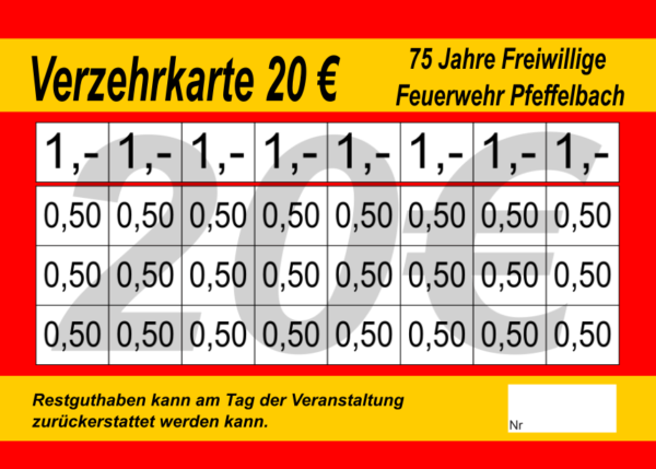 Strumm Verzehrkarten 20 EUR gestaltet und abgenommen