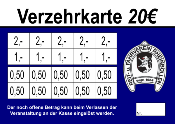 Bange Verzehrkarten 20 EUR gestaltet und abgenommen