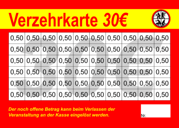 Stein Verzehrkarten 30 EUR rot gestaltet und abgenommen