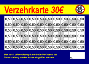 Stein Verzehrkarten 30 EUR blau gestaltet und abgenommen