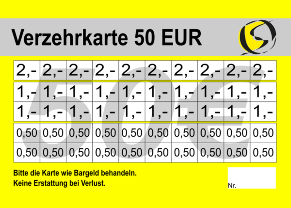 Besemer  Verzehrkarten 50 EUR gestaltet und abgenommen