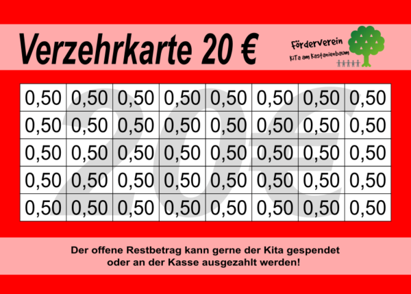 Keller Verzehrkarte 20 EUR gestaltet und abgenommen