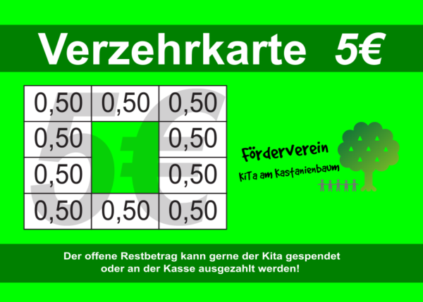 Keller Verzehrkarte 5 EUR gestaltet und abgenommen