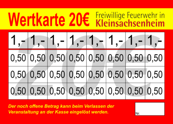 Gärtner Verzehrkarten 20 EUR gestaltet und abgenommen