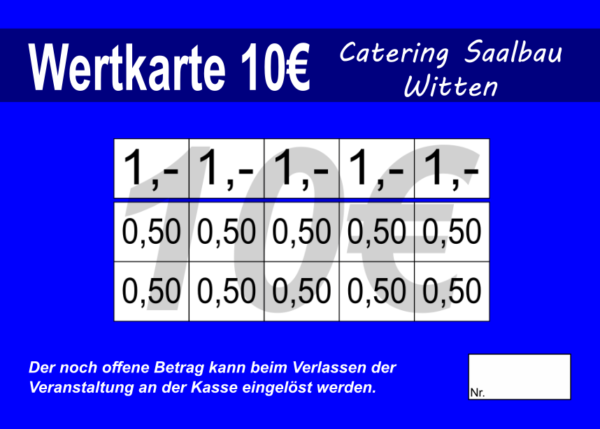 Hucklenbroich Verzehrkarten 10 EUR gestaltet und abgenommen