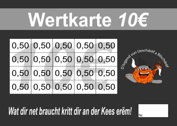 Huberty Verzehrkarten 10 EUR gestaltet und abgenommen