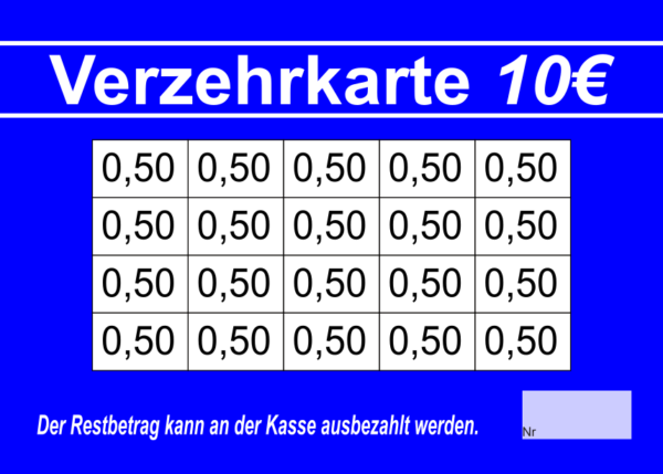 Rothardt Verzehrkarten 10 EUR Nachbestellung