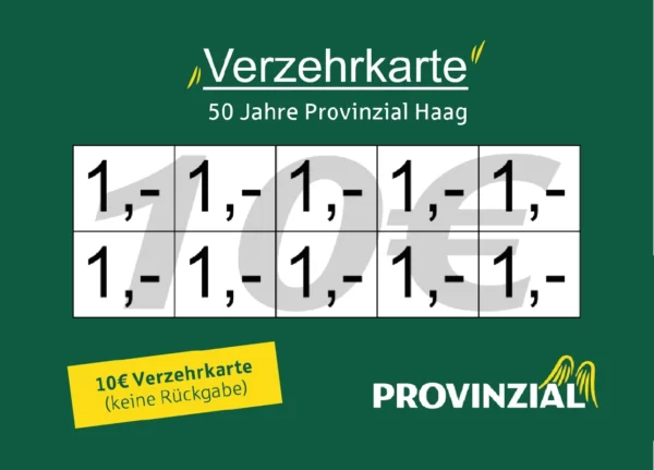 Haag Verzehrkarte 10 EUR gestaltet und abgenommen