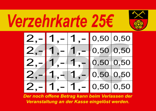 Gratz Verzehrkarte 25 EUR gestaltet und abgenommen
