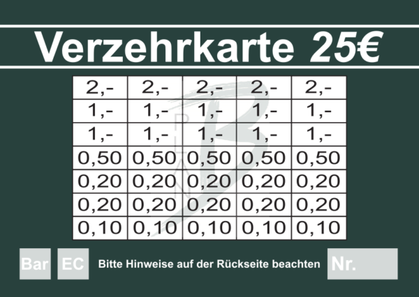 John Verzehrkarte 25 EUR Nachbestellung