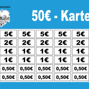 Just Verzehrkarte 50 EUR zum Druck aufbereitet und abgenommen