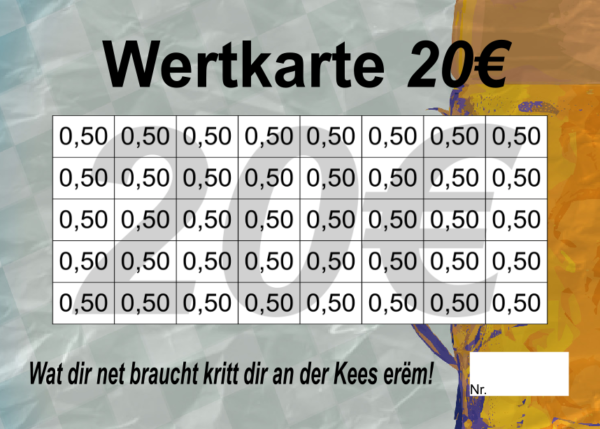 Huberty Verzehrkarten 20 EUR gestaltet und abgenommen