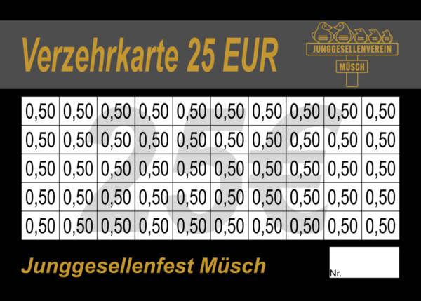 Adriany Verzehrkarten 25 EUR gestaltet und abgenommen