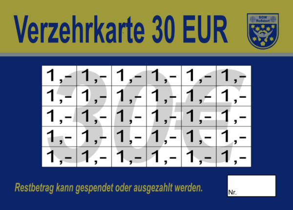 Lang Verzehrkarten 30 EUR gestaltet und abgenommen