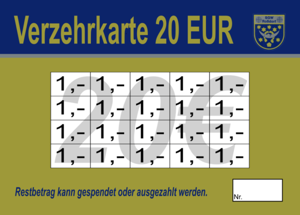 Lang Verzehrkarten 20 EUR gestaltet und abgenommen