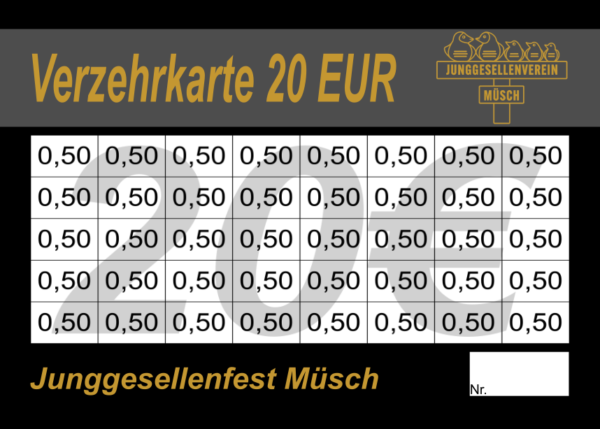 Adriany Verzehrkarten 20 EUR gestaltet und abgenommen