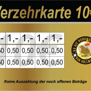Wollenweber Verzehrkarte 10 EUR gestaltet und abgenommen