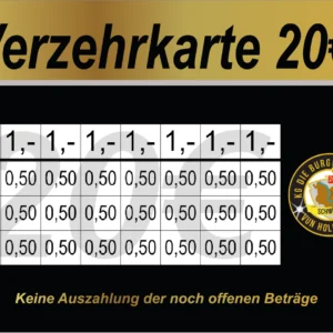 Wollenweber Verzehrkarte 20 EUR gestaltet und abgenommen