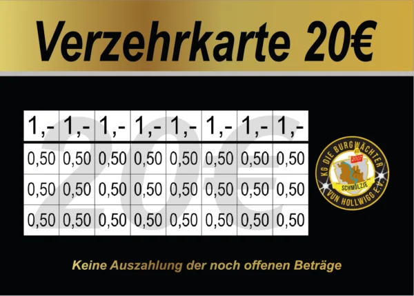 Wollenweber Verzehrkarte 20 EUR gestaltet und abgenommen