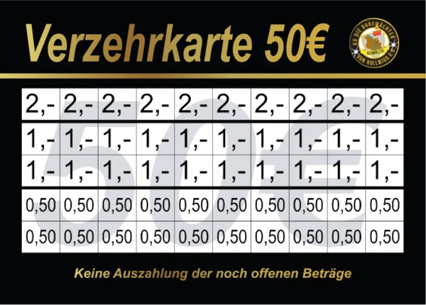 Wollenweber Verzehrkarte 50 EUR gestaltet und abgenommen