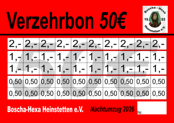 Bodmer-Mrasek Verzehrkarten 50 EUR gestaltet und abgenommen