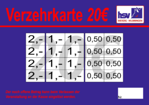 Huckert Verzehrkarten 20 EUR Nachbestellung