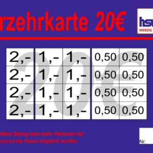 Huckert Verzehrkarten 20 EUR Nachbestellung
