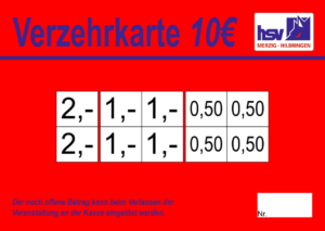 Huckert Verzehrkarten 10 EUR Nachbestellung