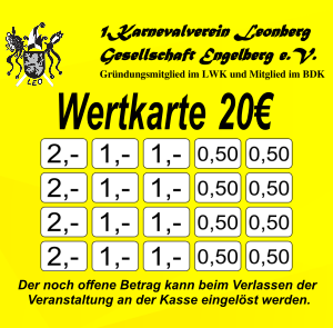 Stuible Verzehrkarten 20 EUR Nachbestellung