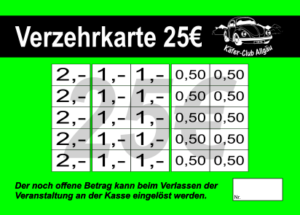 Vehoff Verzehrkarten 25 EUR gestaltet und abgenommen