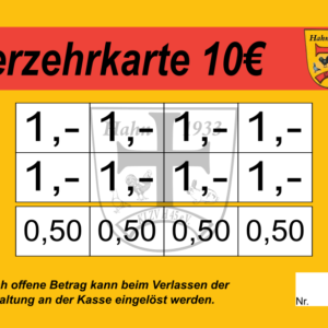Helfmann Verzehrkarte 10 EUR Blumen gestaltet und abgenommen